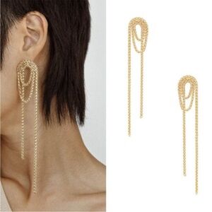 SHASHI Vroom Chain Gold Tone Earrings NEW